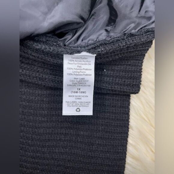 Terra & Sky Black sherpa sleeveless sweater vest sz 1X - Picture 4 of 9